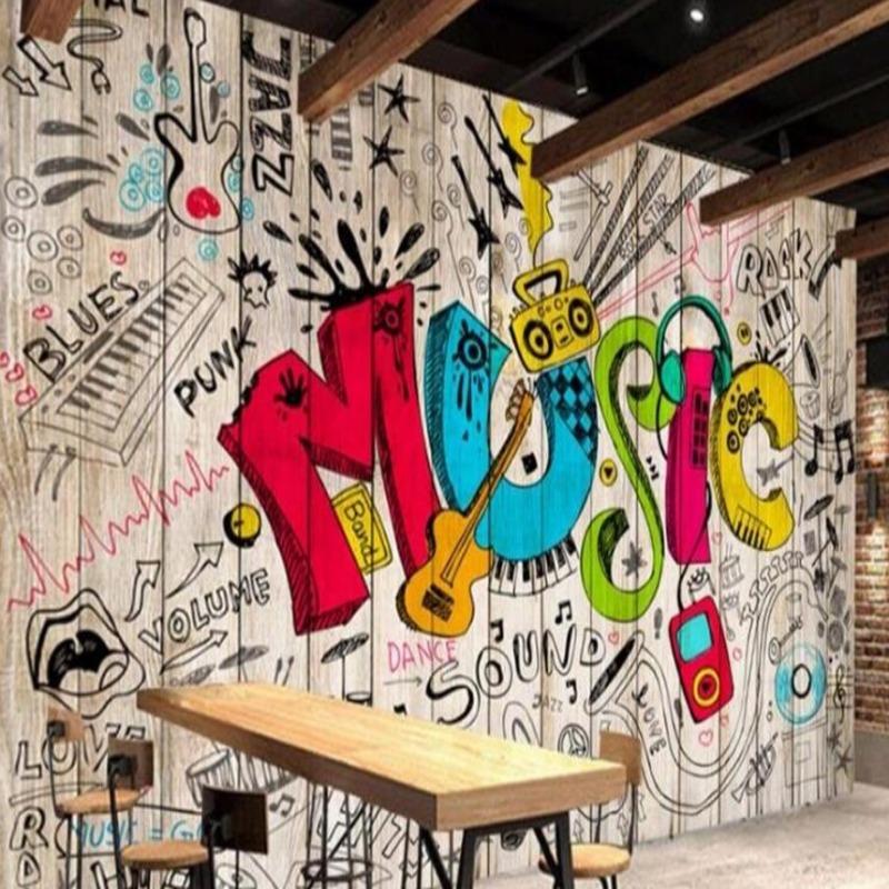 Papier Peint Musique Tag Mural