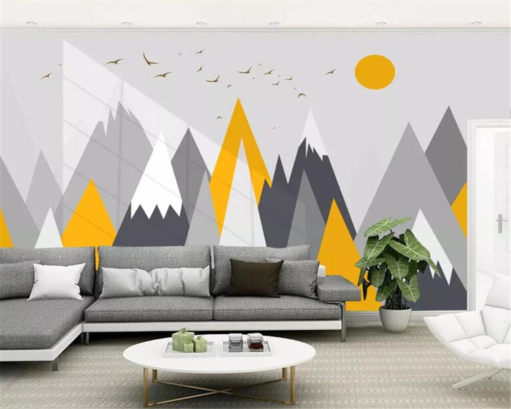 Papier Peint Scandinave Jaune et Gris