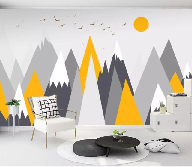 Papier Peint Scandinave Jaune et Gris