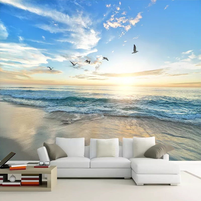 papier peint trompe l’oeil plage