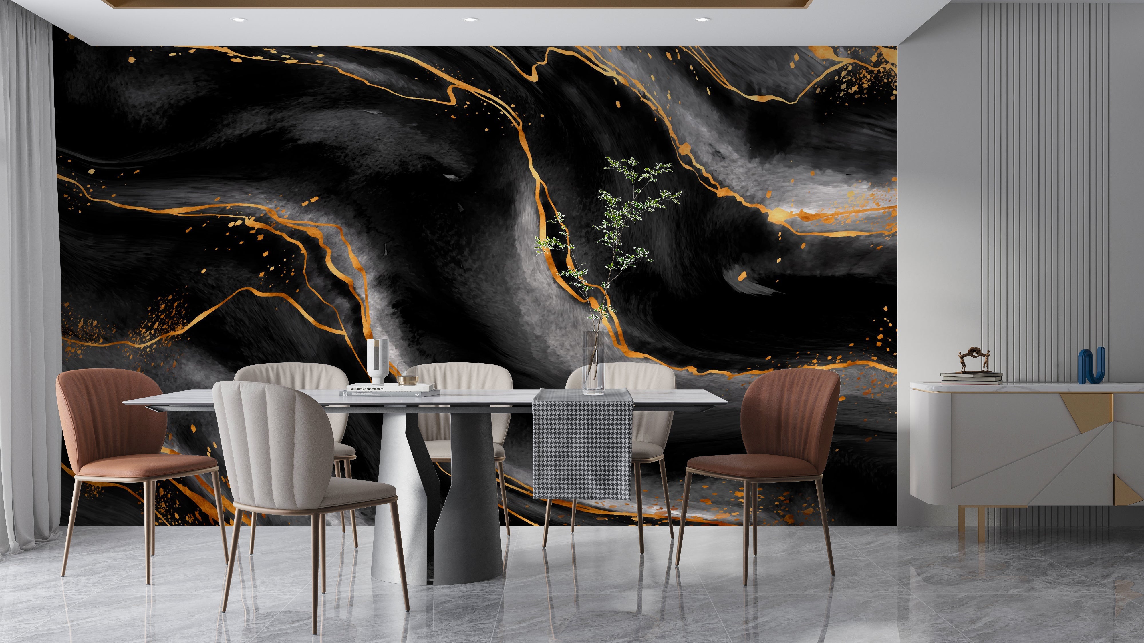 Papier Peint Marbre Noir