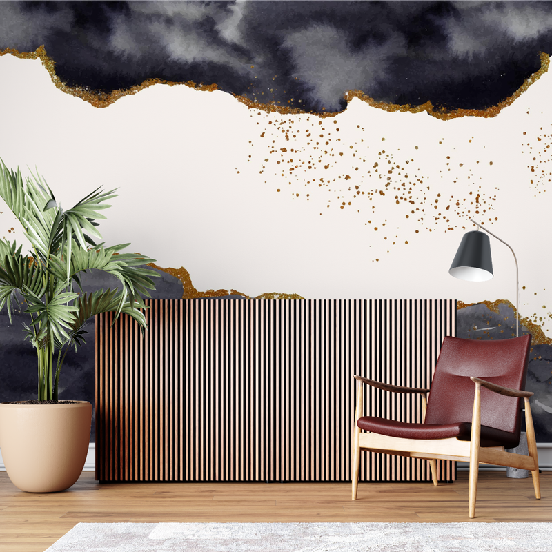 Papier Peint Noir Beige - mural