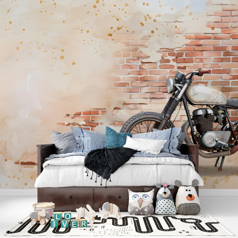 Papier peint photo mural xxl moto panoramique garcon