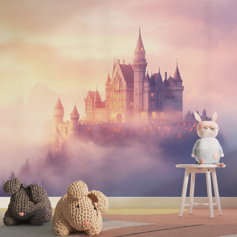 Papier peint princesse chateau mirage tapisserie pour fille