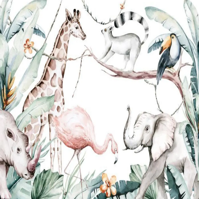 Carta da parati con animali <br/> Safari Giraffa e Co.