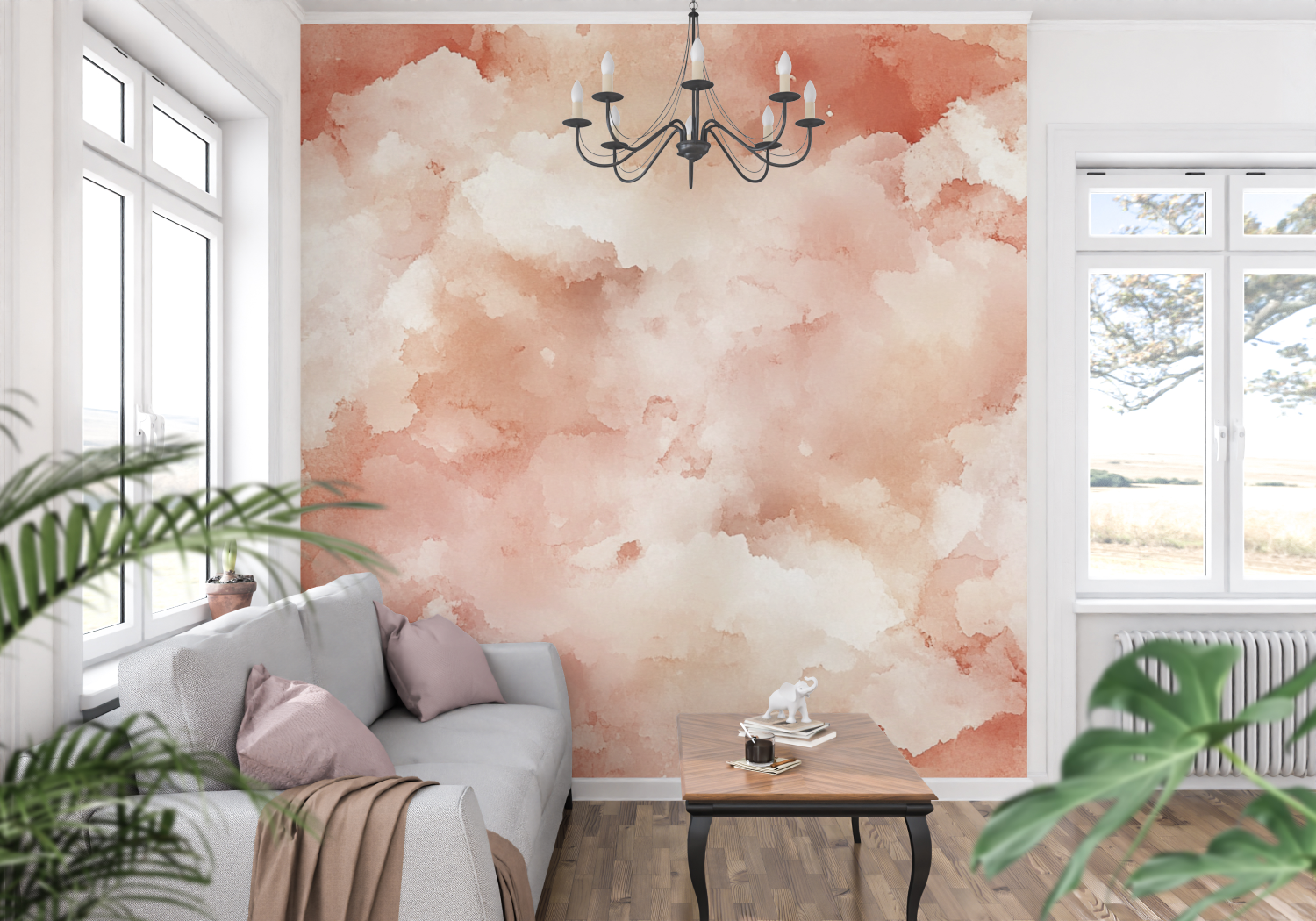 Papier peint terracotta style a... abstraite panoramique mur