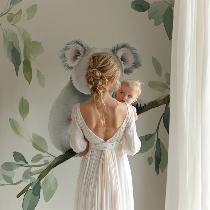 Papier peint koala sur un fond creme apaisant bb123