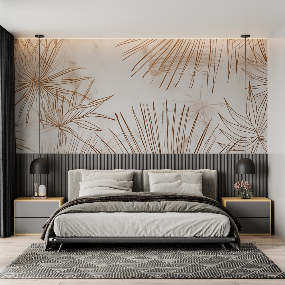 Papier peint panoramique dessin chambre adulte tendance