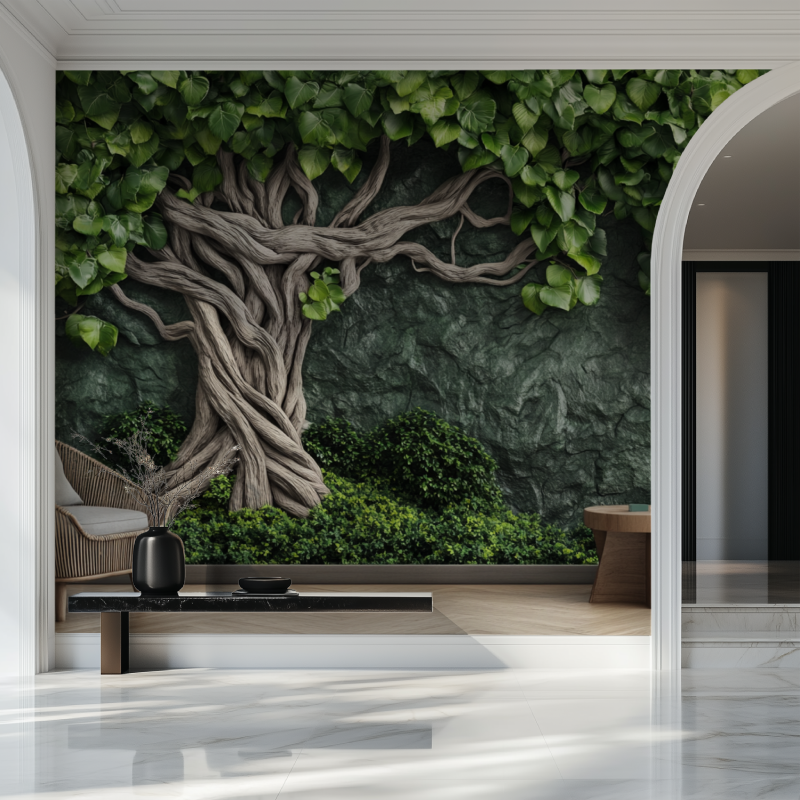 Papier peint arbre 3d salon beau