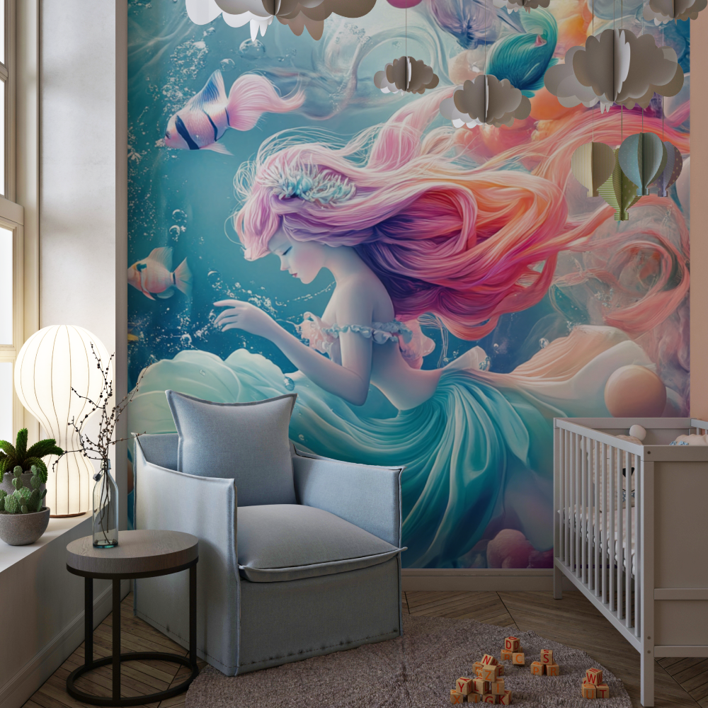 Papier peint princesse une petite sirene chambre de fille