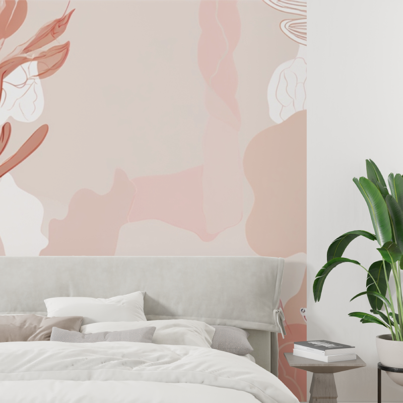 Papier peint pour chambre cocooning rose tapisserie tendance