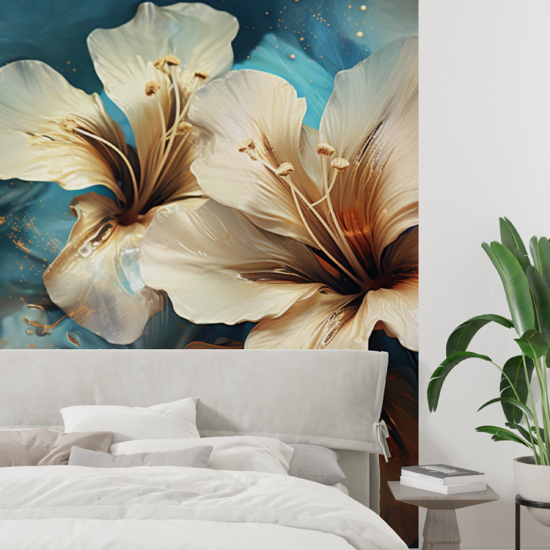 Papier peint aquarelle art floral tapisserie tendance