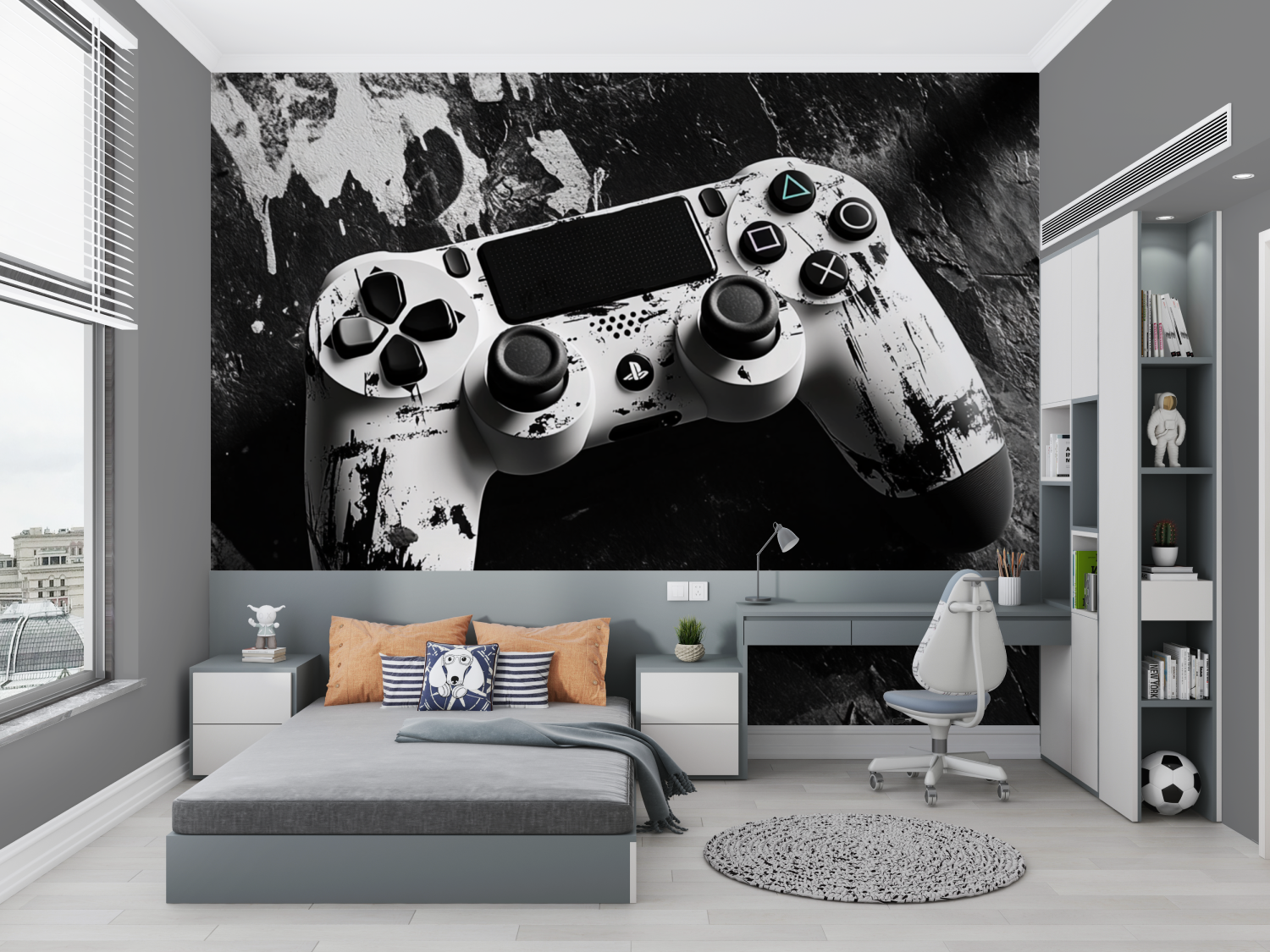 Papier peint gamers console chambre petit