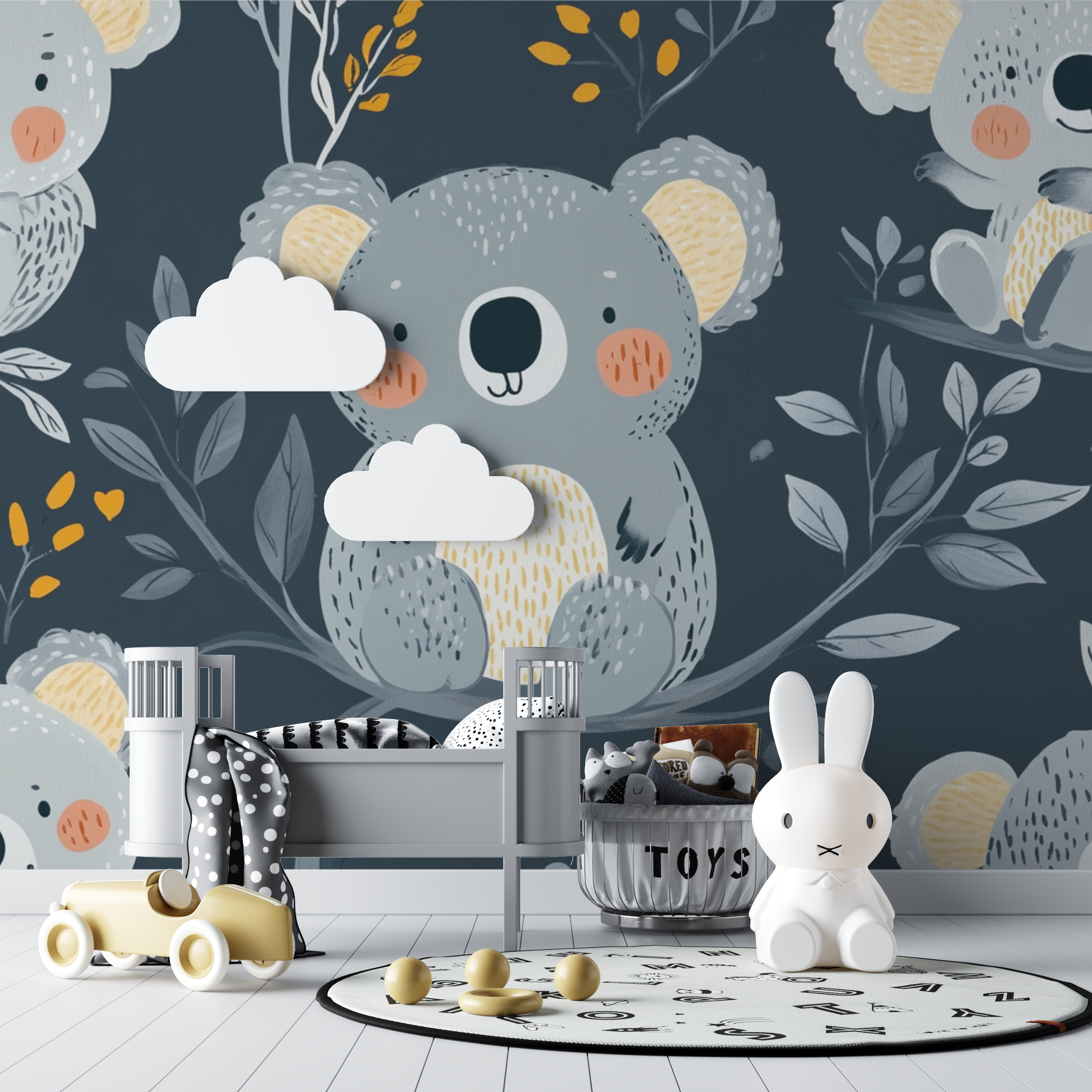 Papier peint koala peau a peau bebe tipi