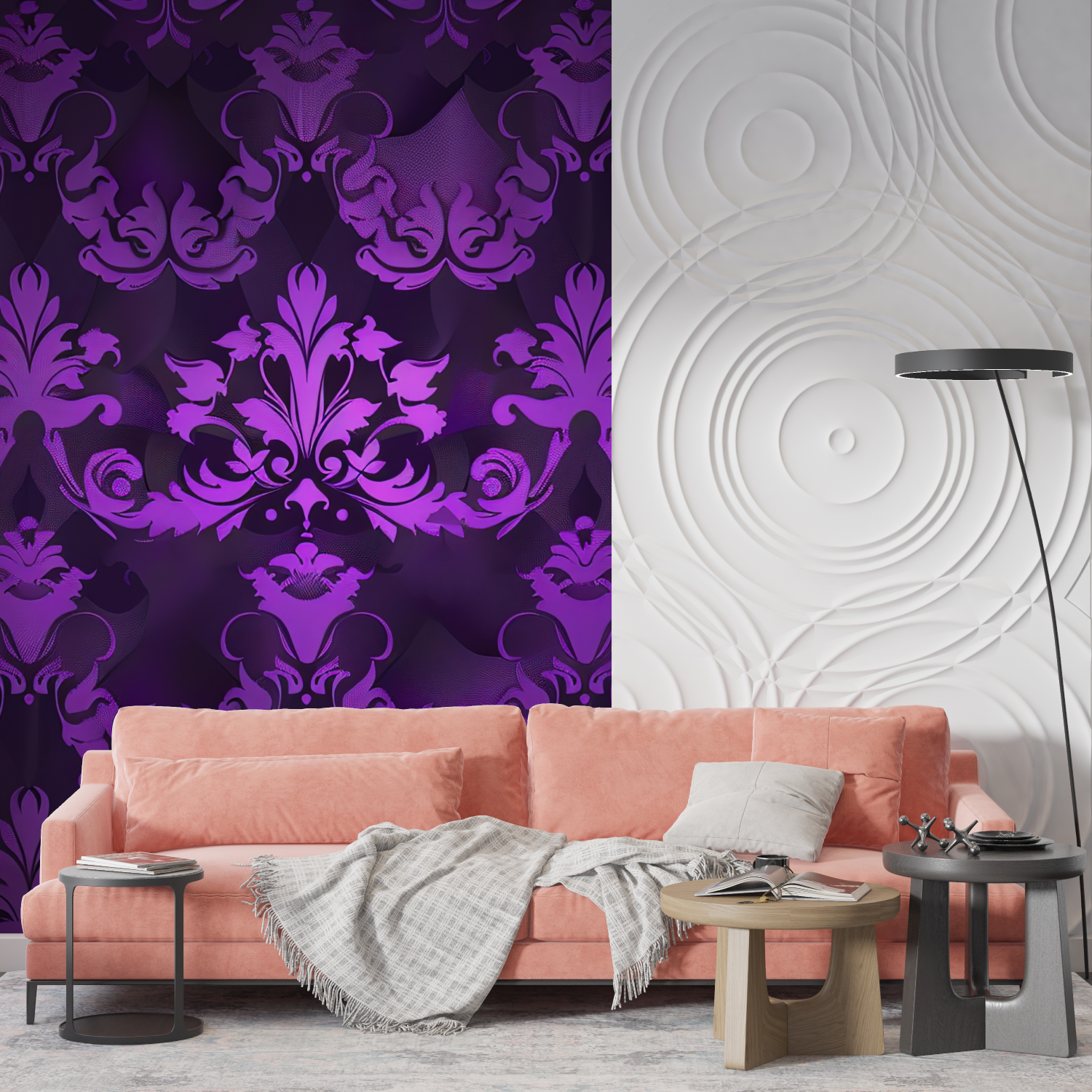 Baroque Purple Black Wallpaper - Second Image