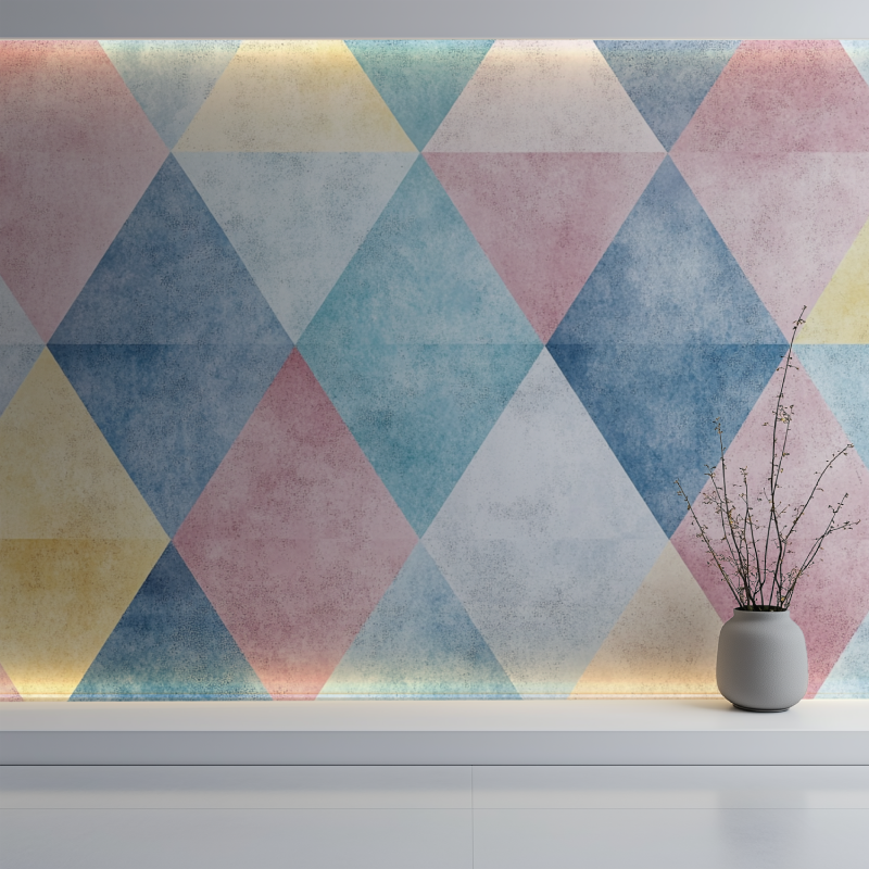 Papier peint vintage triangle mur blanc