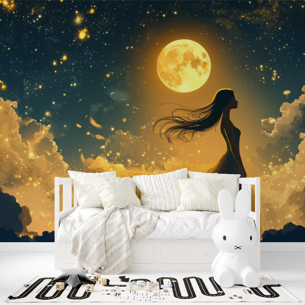 Papier peint princesse sous les etoiles tapisserie fille
