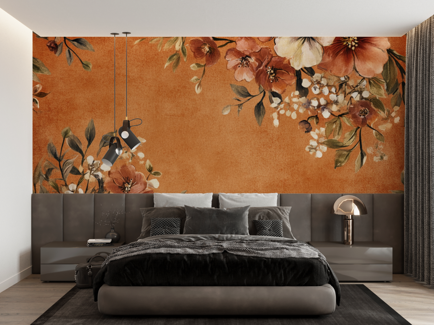 Papier peint terracotta style boheme vintage francais