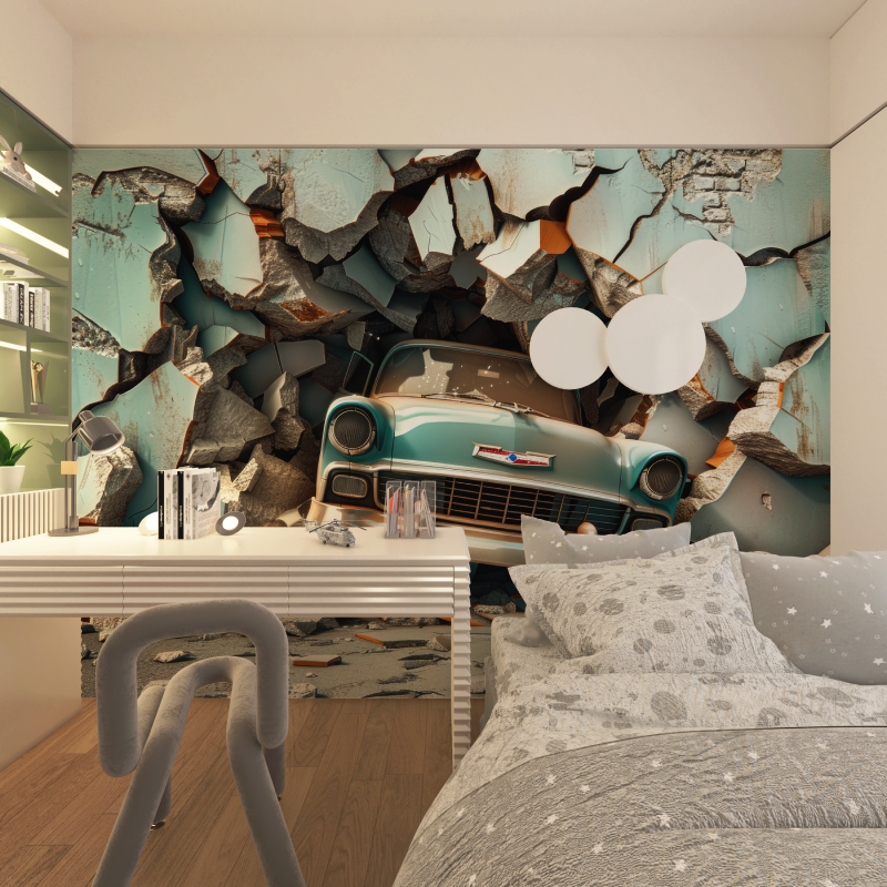 Papier peint ado voiture 3d chambre adolescents