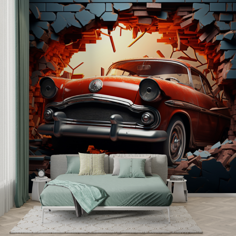 Papier peint chambre de garcon voiture murs