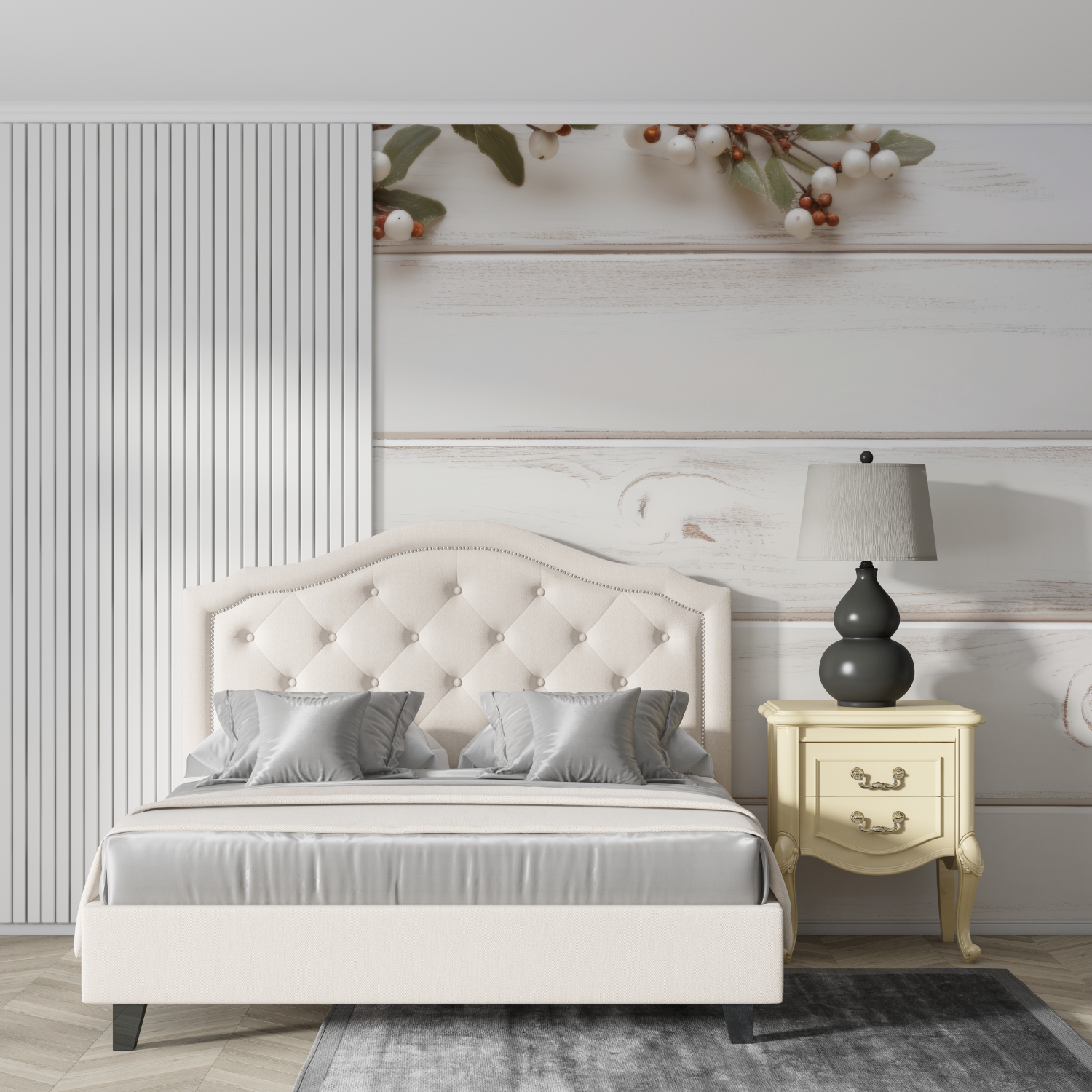 Papier peint imitation chalet chambre cocooning design