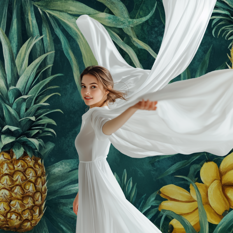 Papier peint vintage tropicale modele