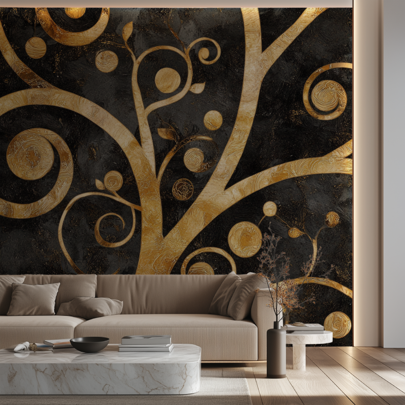 Papier peint arbre de vie klimt canape neon