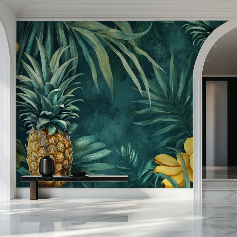 Papier peint vintage tropicale salon beau