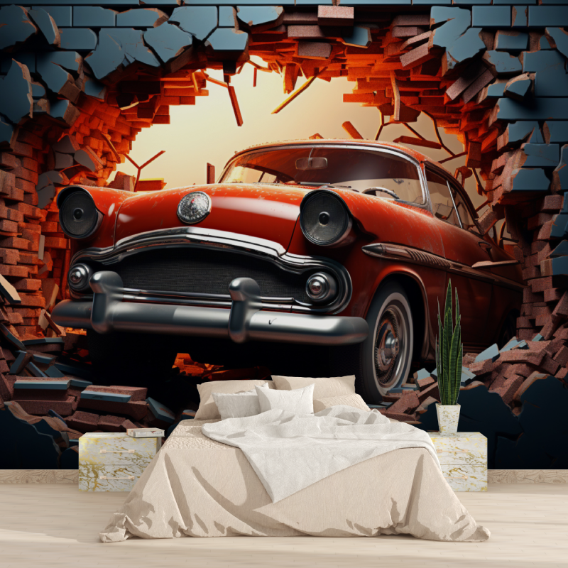Papier peint chambre de garcon voiture 1815