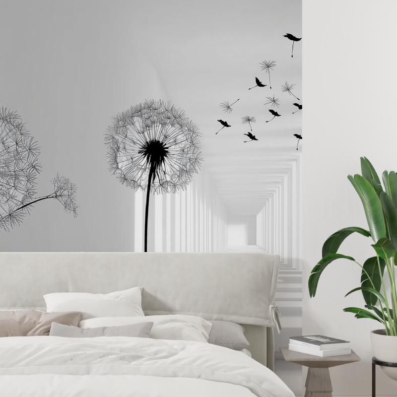 Black and white illlusion mural...lpaper tapisserie tendance