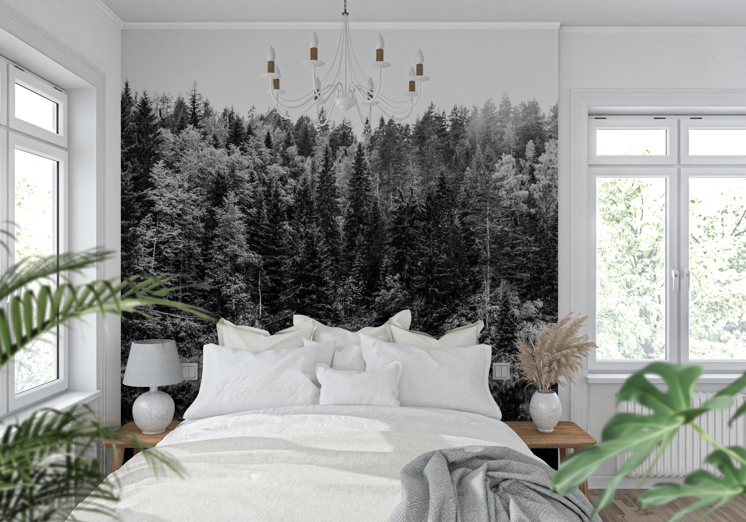 Papier Peint Forêt Noir - tendance mur