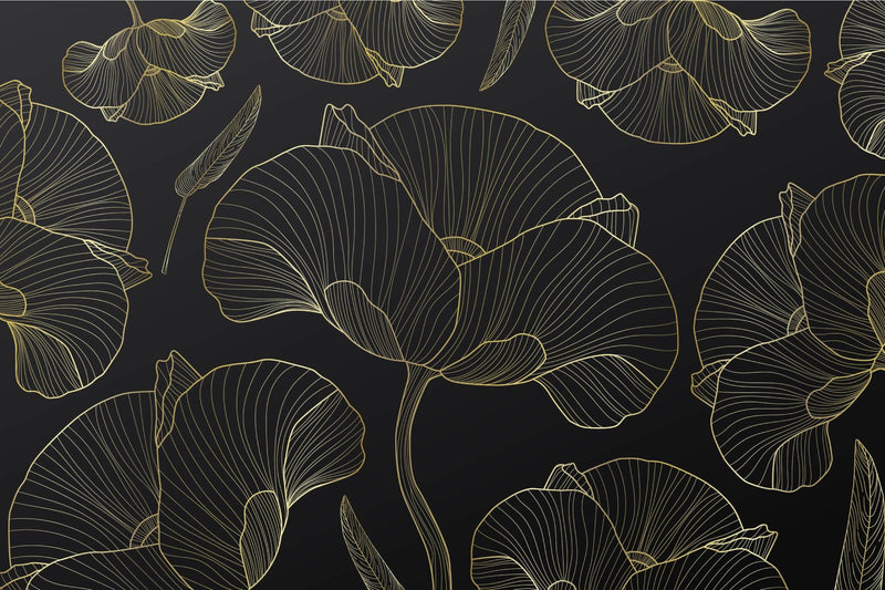 Papier Peint Ginkgo Noir