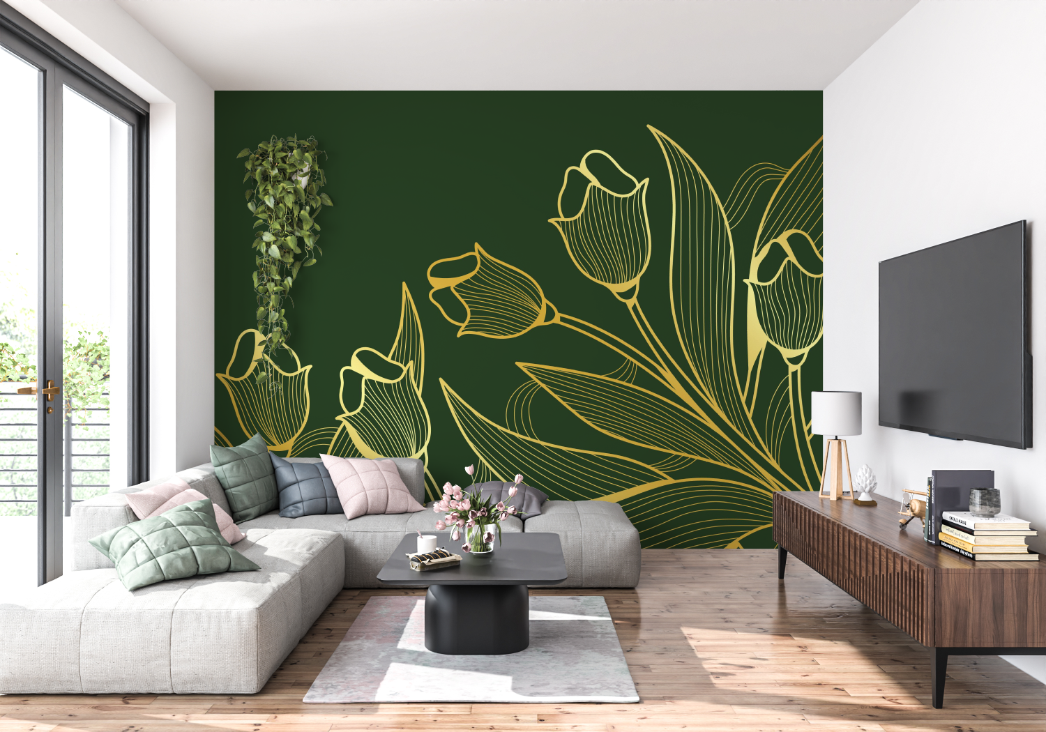 Papier Peint Fond Vert - tendance mur