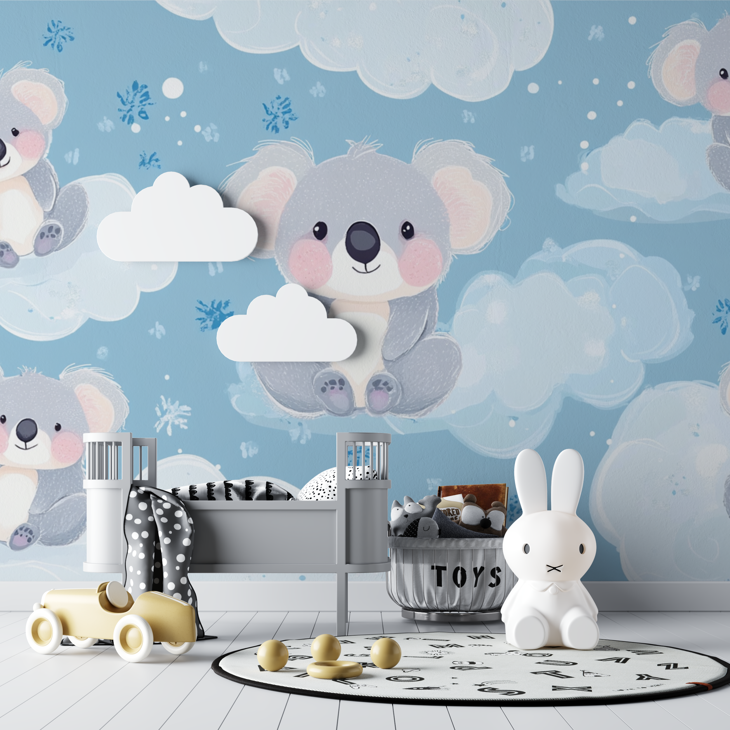 Papier peint koala dans un monde de douceur bebe tipi