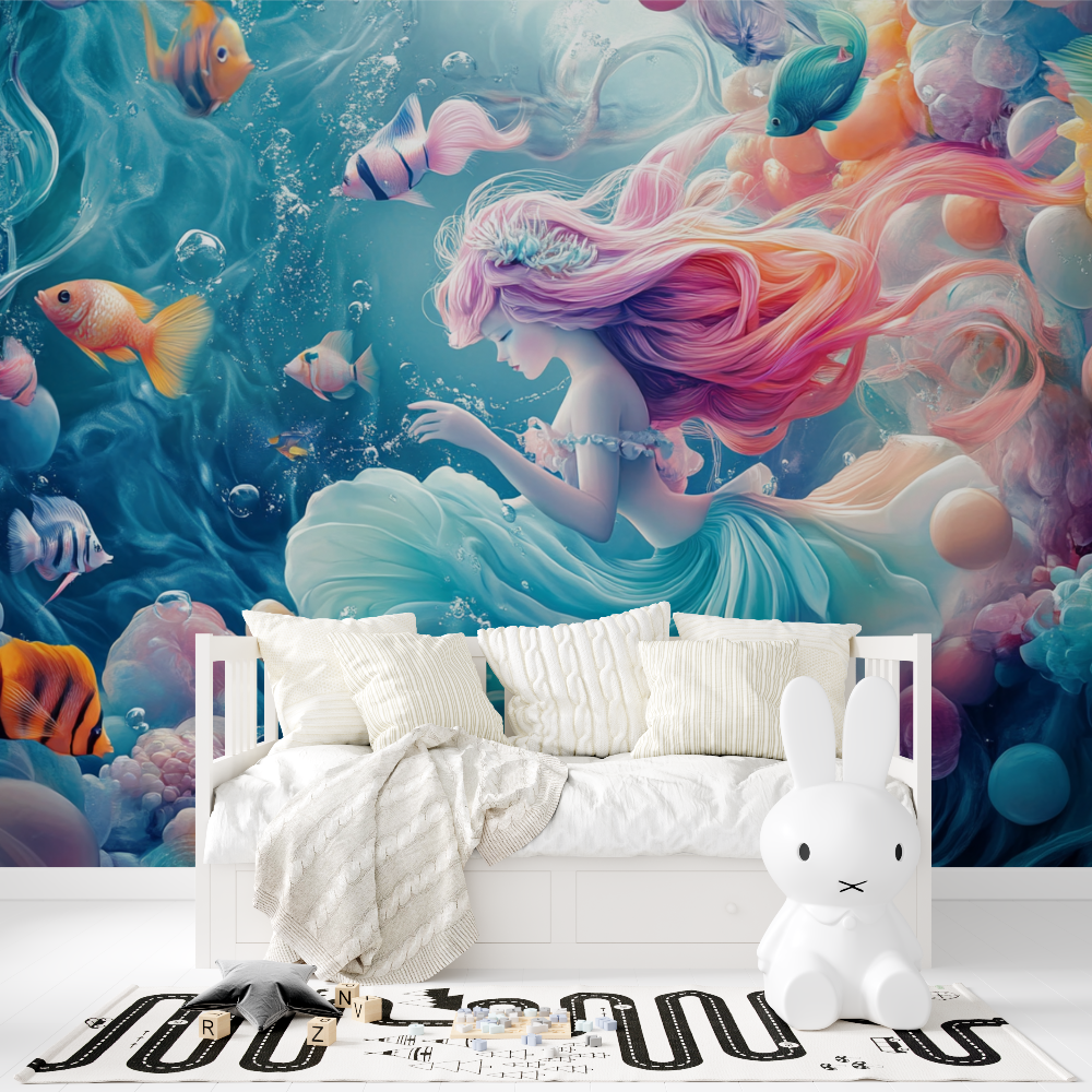 Papier peint princesse une petite sirene tapisserie fille