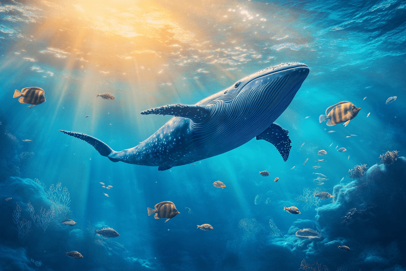Papier Peint Marin Thème Baleine et Océan