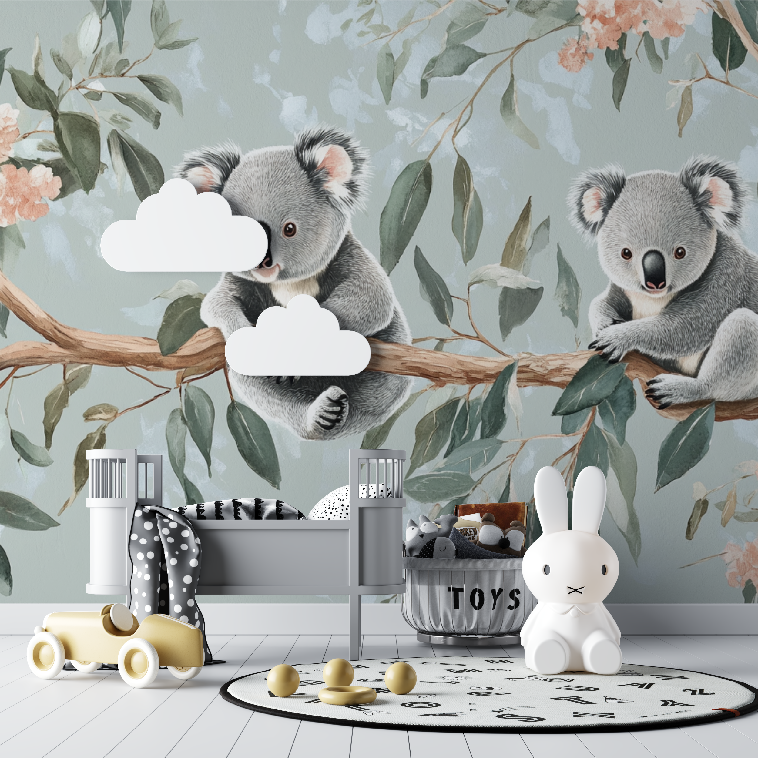 Papier peint koala dans un monde suspendu bebe tipi