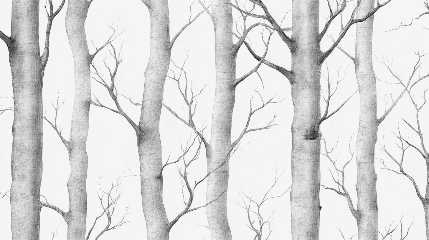 Papier Peint Arbre Gris Et Blanc