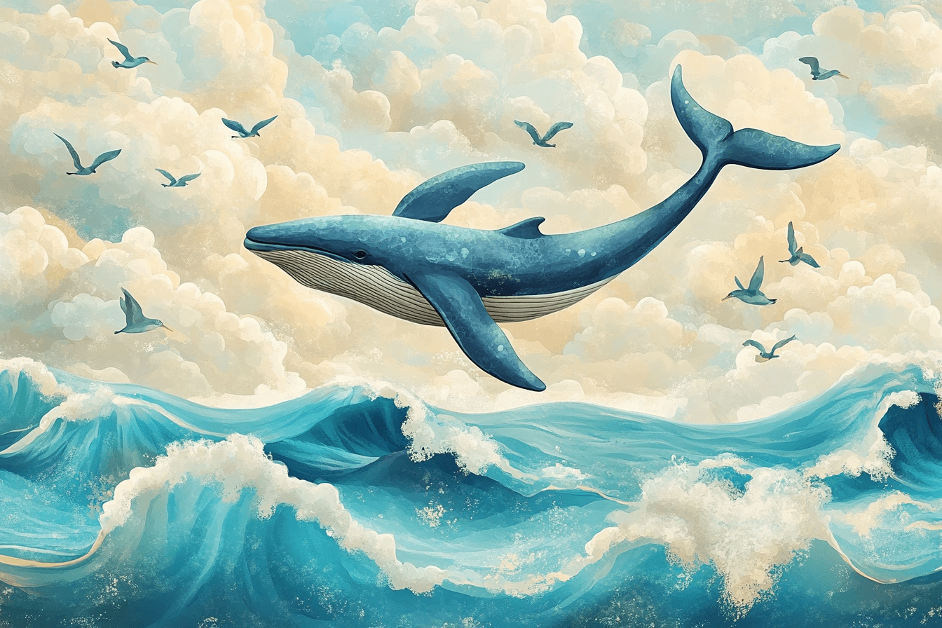 Papier Peint Marin Paysage et Baleine