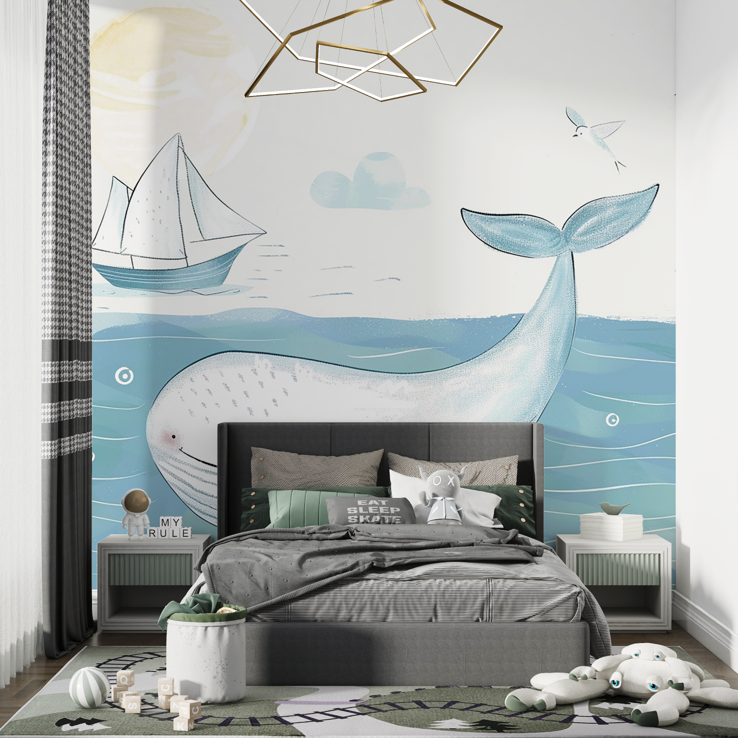 Papier Peint Enfant Baleine - mur chambre panoramique