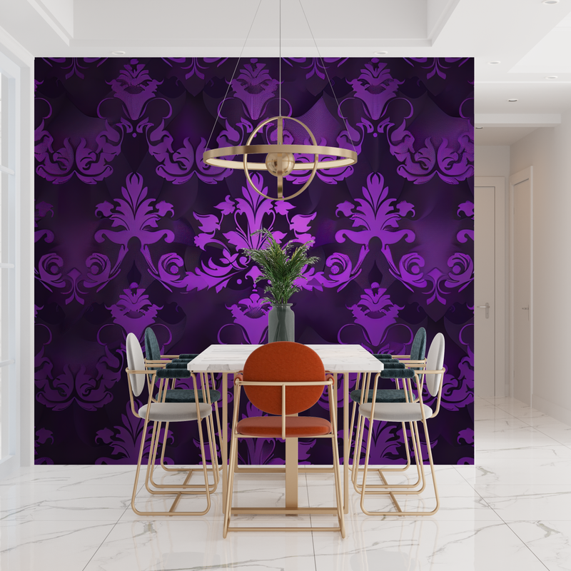 Papier Peint Baroque Violet Noir - tendances