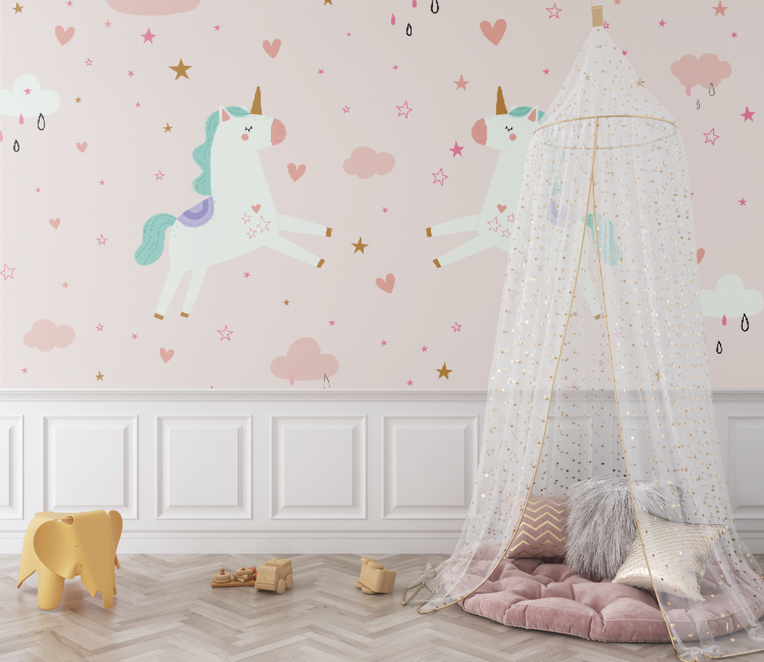 Papier Peint Bébé Licornes - bebe tipi