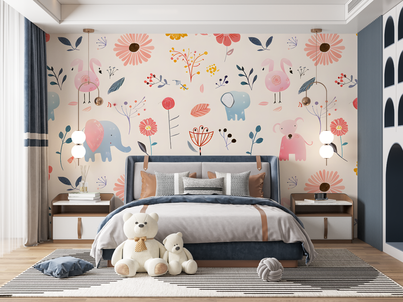 Papier Peint Enfants Fleuri - tapisseries murale