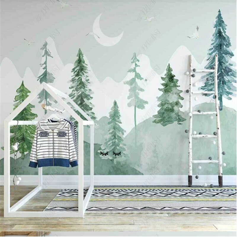 Classic Baby Wallpaper <br/> Green Forest Watercolor