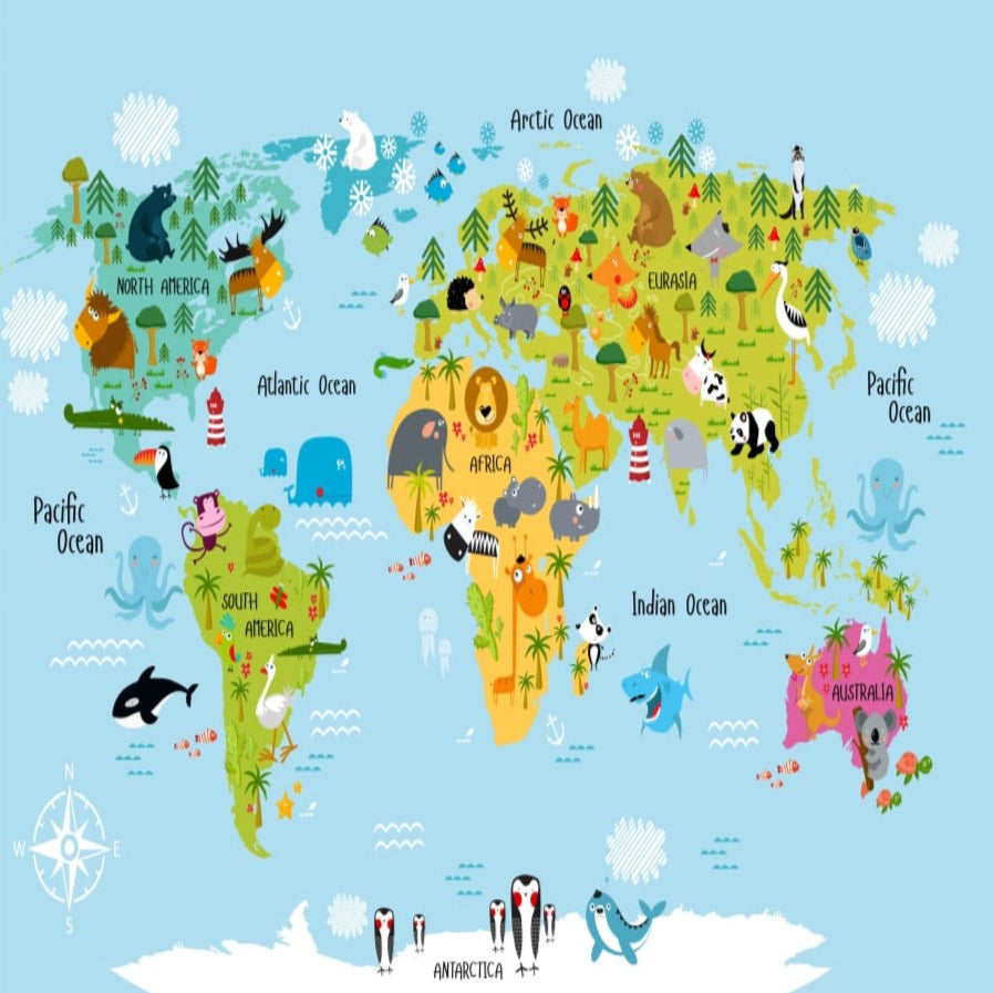 World Map Wallpaper <br/> Animal World Theme