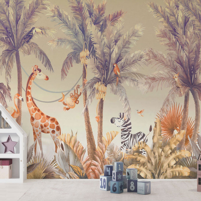 Animals Wallpaper <br/> Giraffe and Jungle Sepia