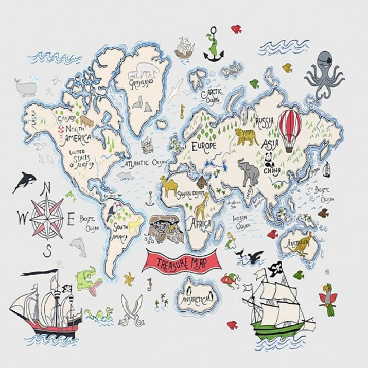 World Map Wallpaper <br/> Pirate&#39;s Treasure