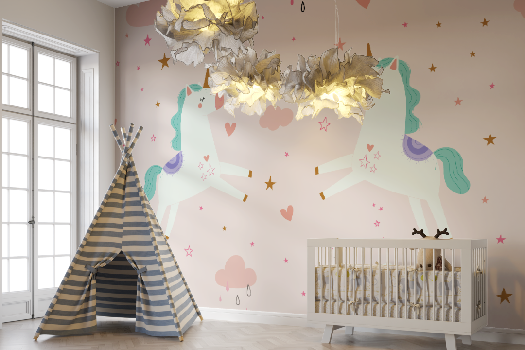 Papier Peint Bébé Licornes - bebe unisexe