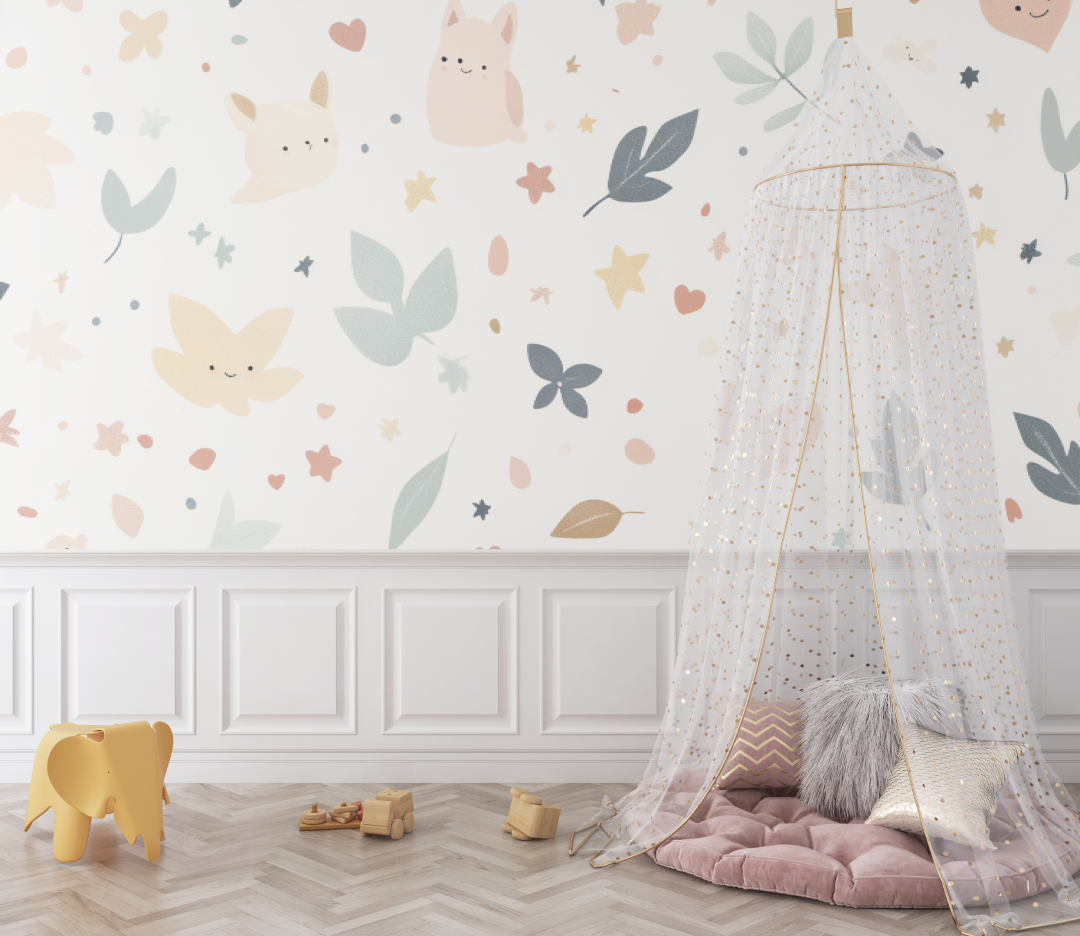 patterned baby bedroom wallpaper - Second Image