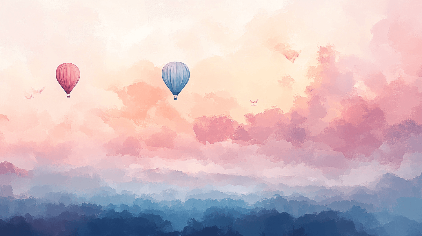 Papier Peint Montgolfière Et Ciel De Coucher De Soleil